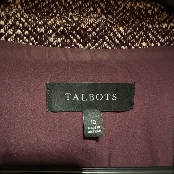 Talbots -  Deep Maroon & Cream Speckled Blazer (Size 10) - Picture 6 of 11